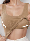 Threaded Strap Padded Comfortable Slim-fit Inner Or Outer Wear Wide Shoulder Strap Sleeveless Tank Top