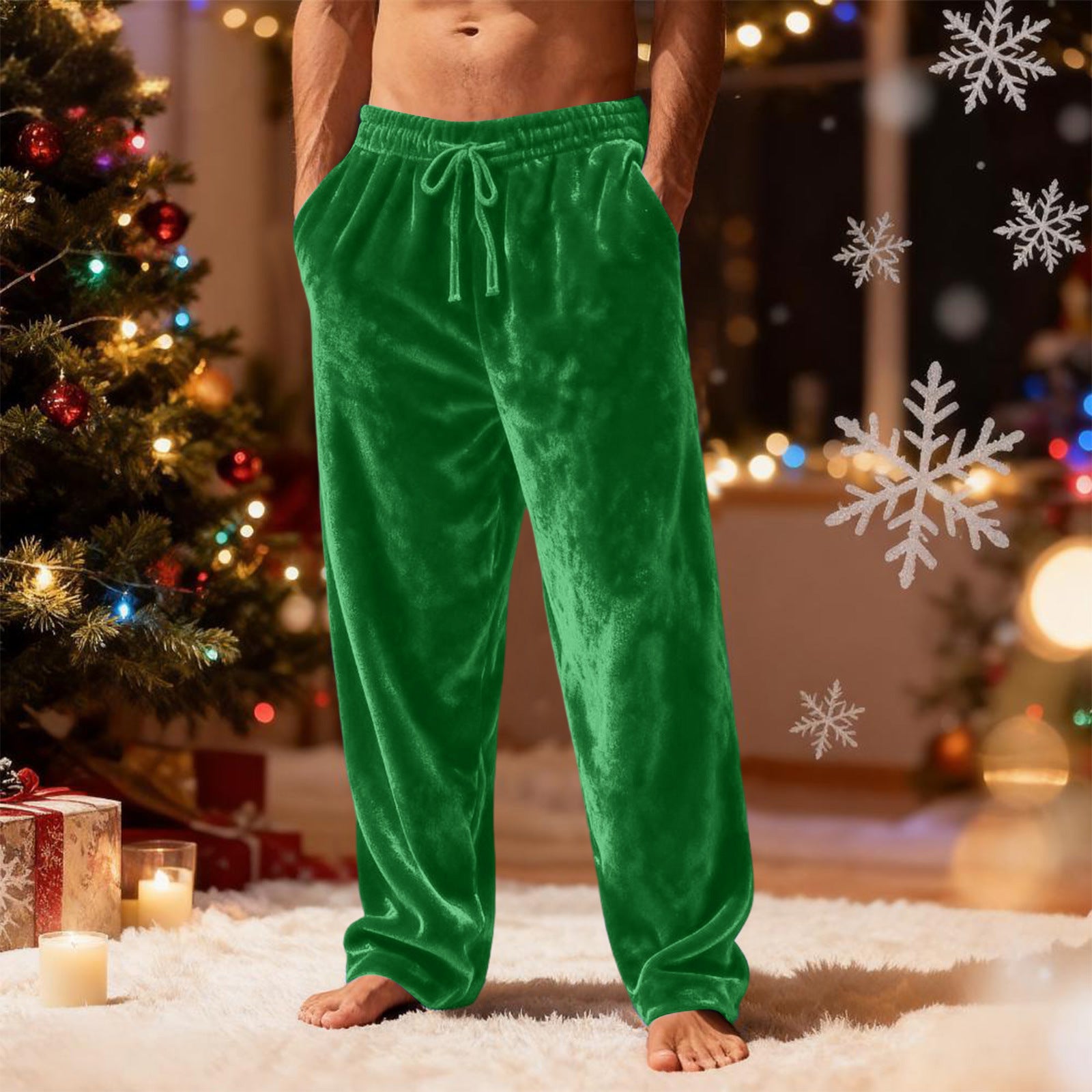 Men's Velvet Casual Pants Loose-Fit Home Leisure Style