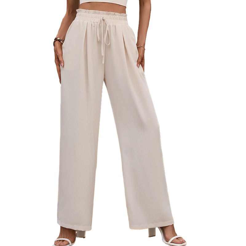 Women's Casual Elastic High-Waist Wide-Leg Pants