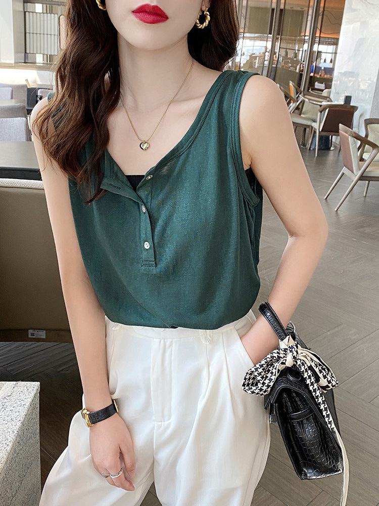 Strap Vest Women's Summer Outerwear White Base Layer