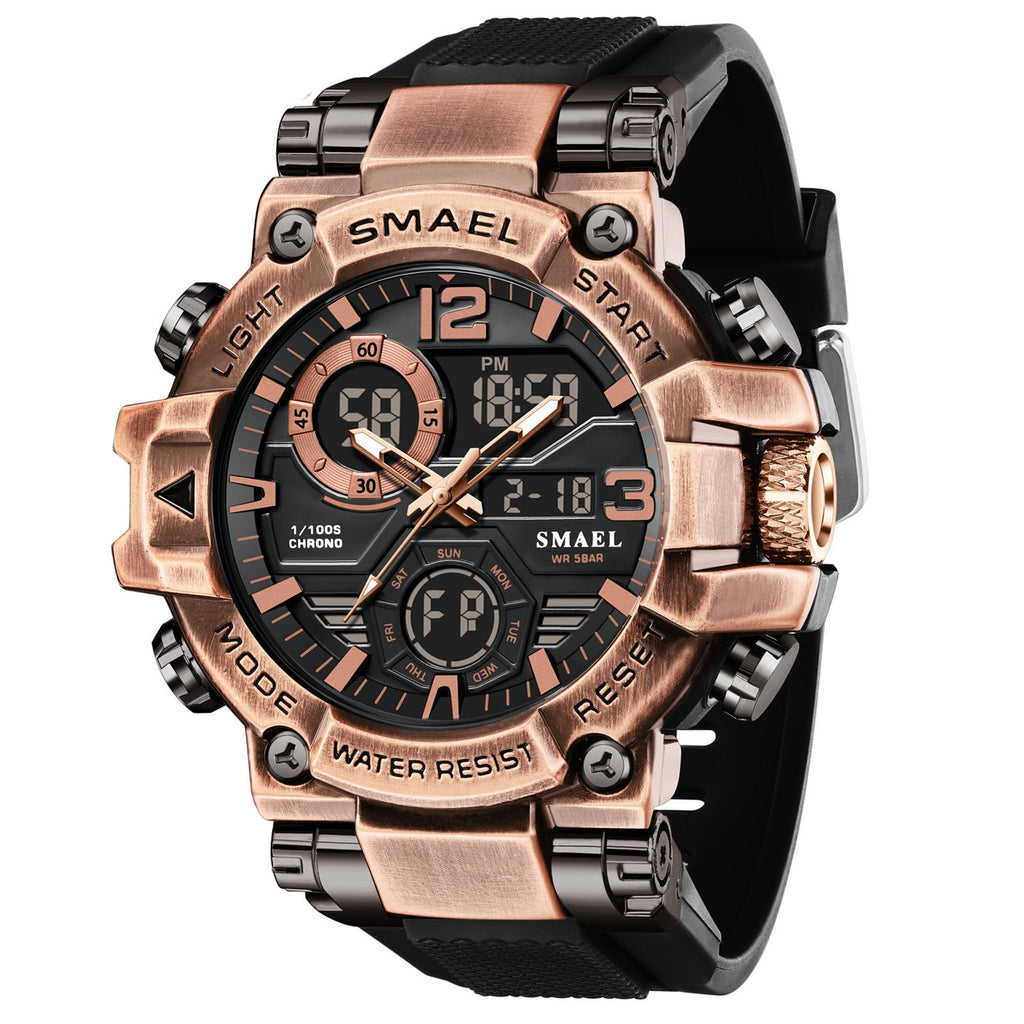 Mens Alloy Multicolor Multi-Function Dual-Display Sports Watch