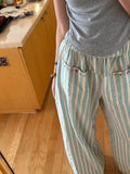 Short-stature Cotton Pinstripe Casual Striped Pants Womens