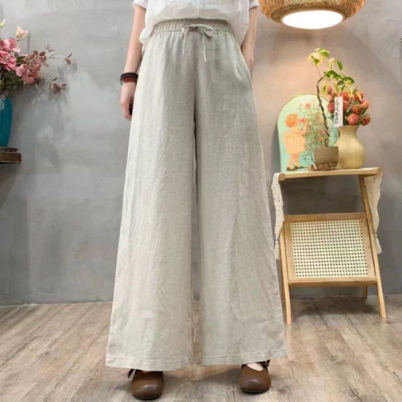 Women's Cotton-Linen High-Waist Loose Pants