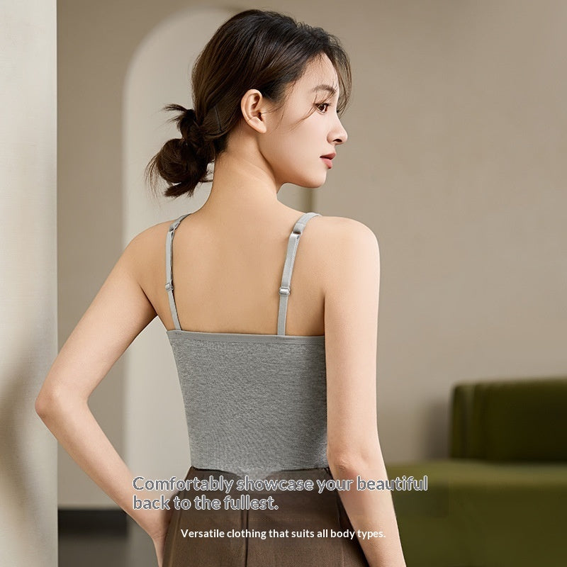 Adjustable Strappy Tank Top Womens One-Piece Base Layer With Padded Cups Beautiful Back Outerwear