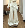 Apricot High-waisted Pocket Workwear Jeans Pants