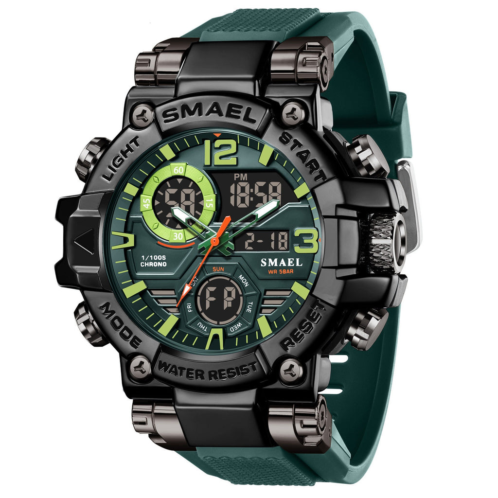 Mens Alloy Multicolor Multi-Function Dual-Display Sports Watch