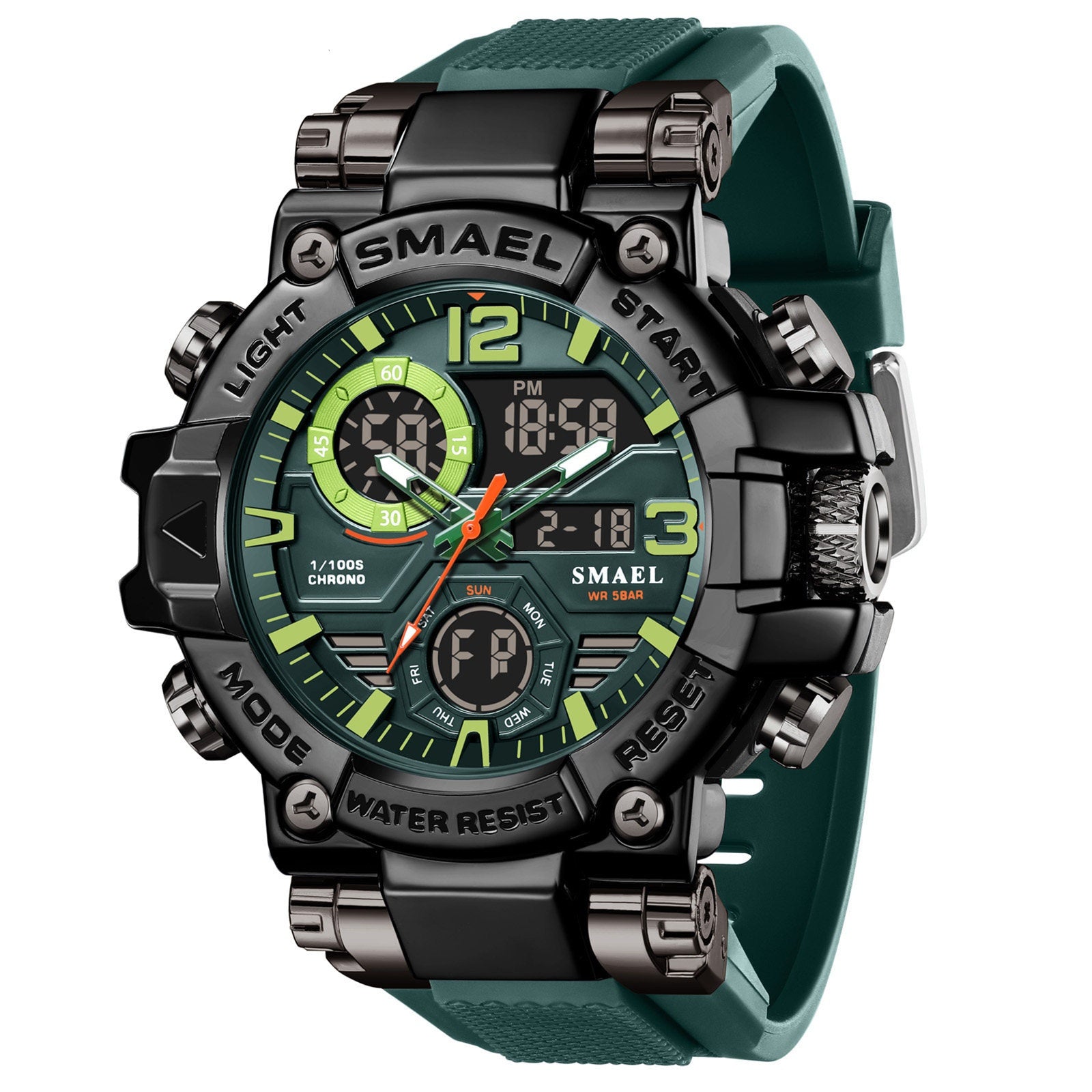 Mens Alloy Multicolor Multi-Function Dual-Display Sports Watch