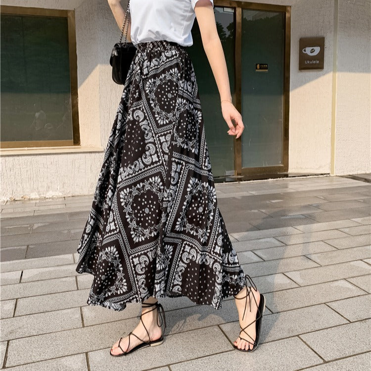 Retro Fashion Ethnic Characteristic Big Swing A-line Skirt