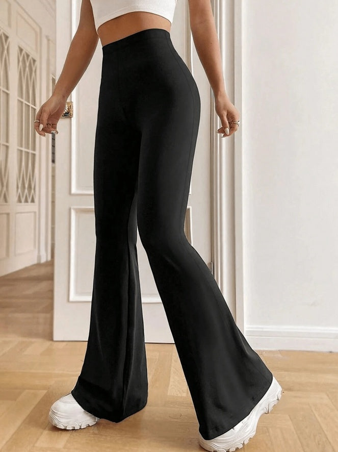 2026 Summer New High-Waisted Flared Pants For Women, Stretch Slim Fit Horseshoe Pants