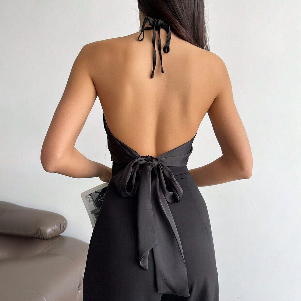 SpringSummer Backless Halter Neck Lace Up Tank Top