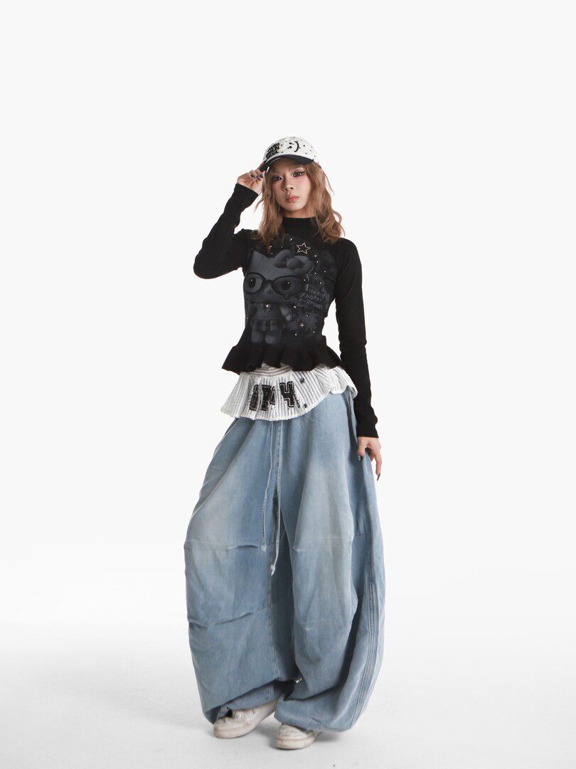 Simple Versatile Loose-fitting Wide-leg Jeans