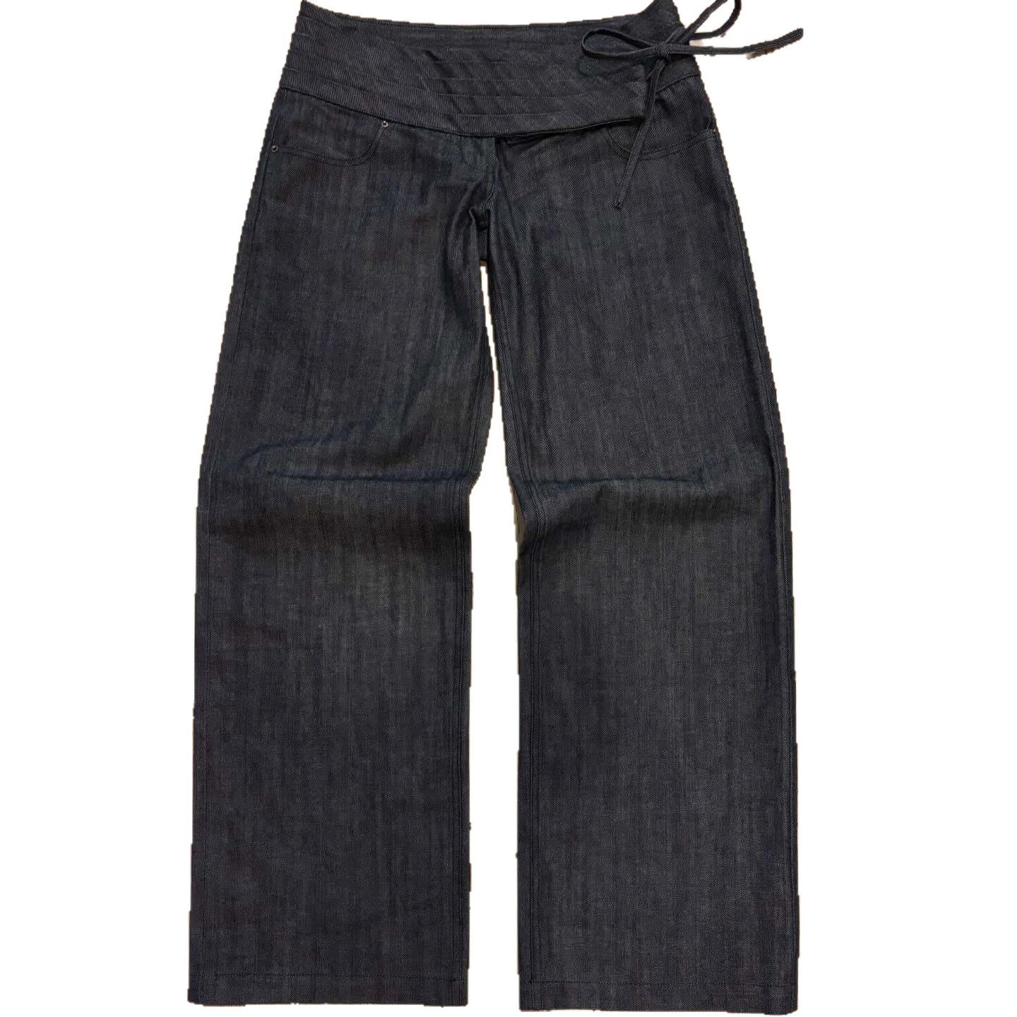 New Solid-color Drawstring Pleated Design Casual Pants