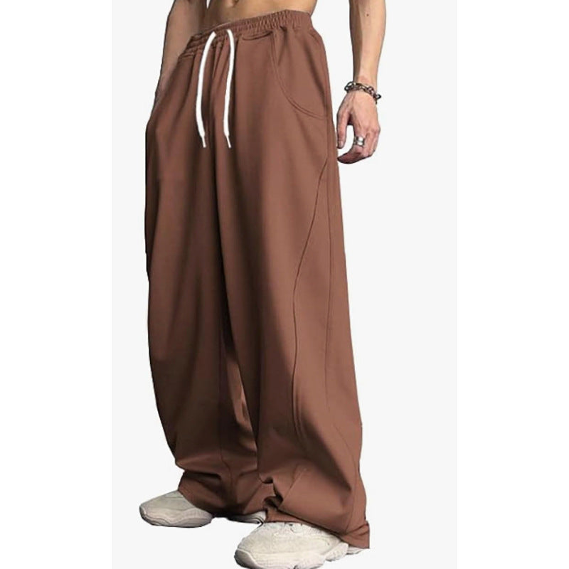 Loose High-street Designer-style Straight-leg Long Pants