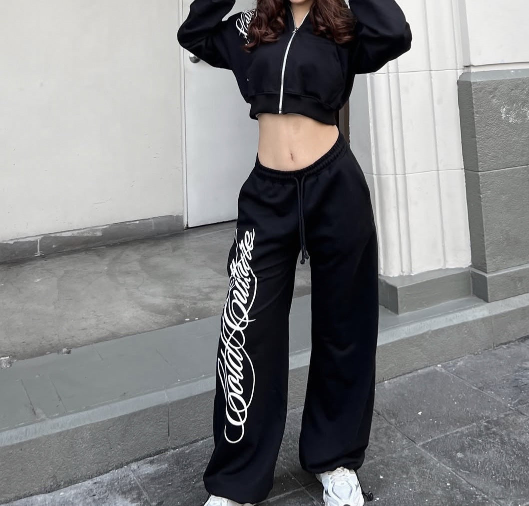 Printed Pattern Stretchy High-Street Dark Gothic Long Pants