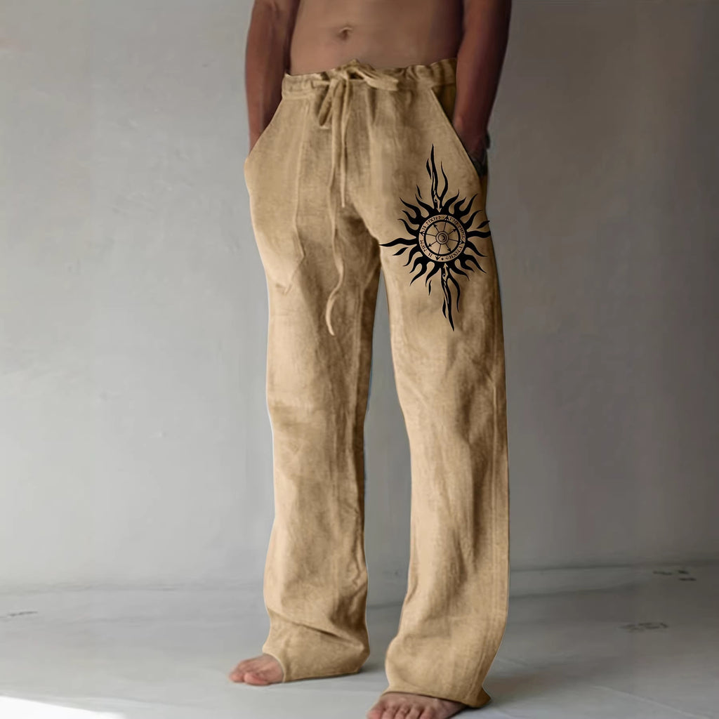Comfortable Everyday Loose-Fit Mens Wide-Leg Trousers