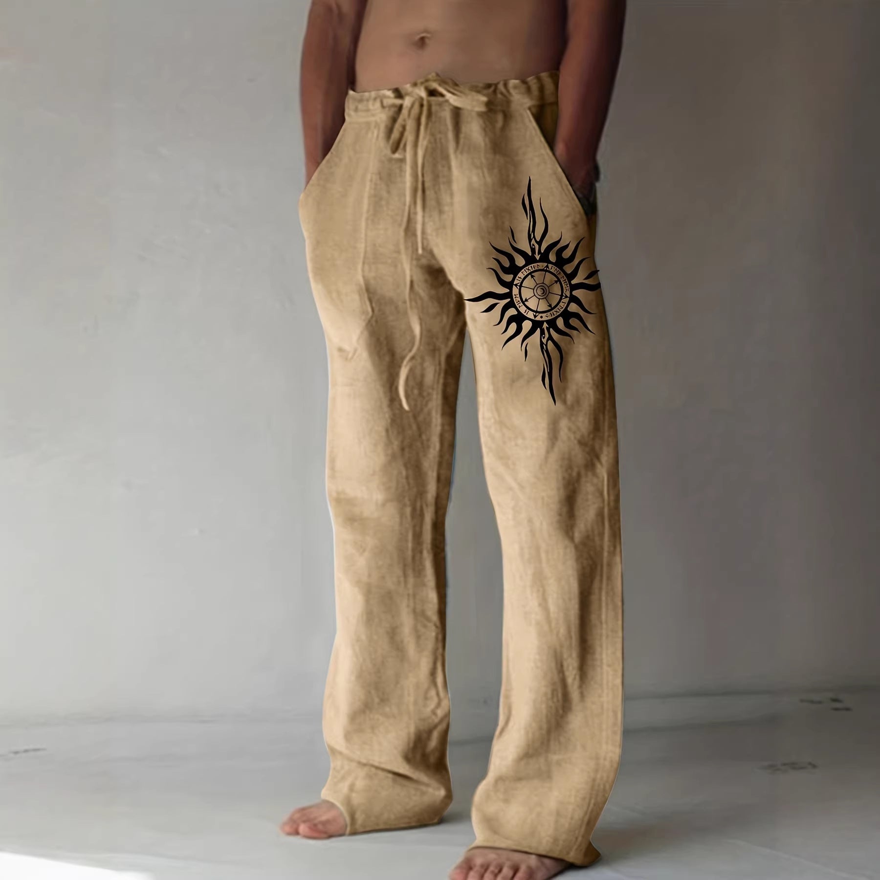 Comfortable Everyday Loose-Fit Mens Wide-Leg Trousers