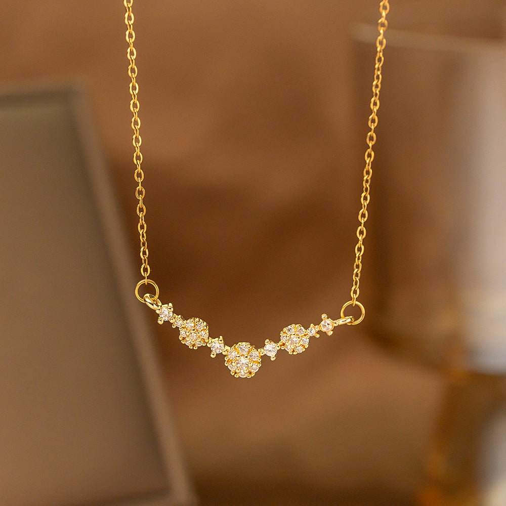 Fashionable Minimalist Internet-celebrity-style Versatile Single-diamond Pendant Necklace
