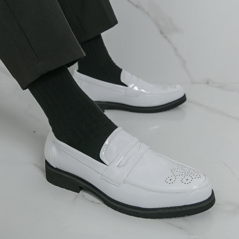 Autumn Men's Glossy Carved Leather Shoes