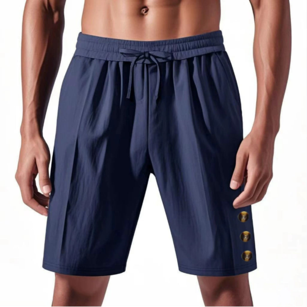 Men's Loose Linen Beach Casual Solid Color American Shorts