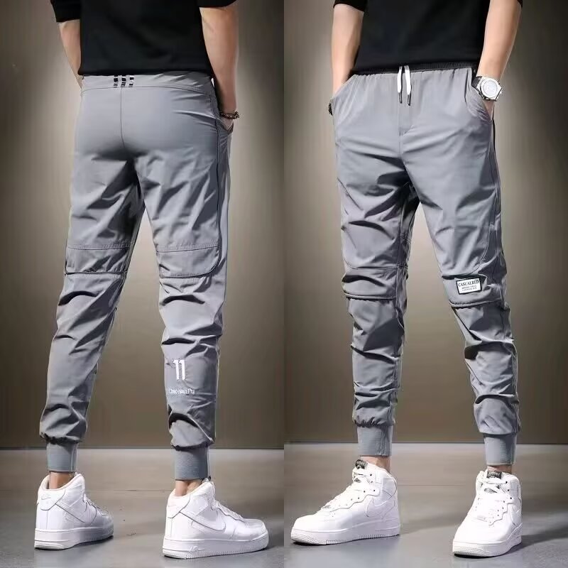 Quick-Drying Autumn Casual Mens Stretch Slim-Fit Korean-Style All-Match Ankle-Tied Sweatpants