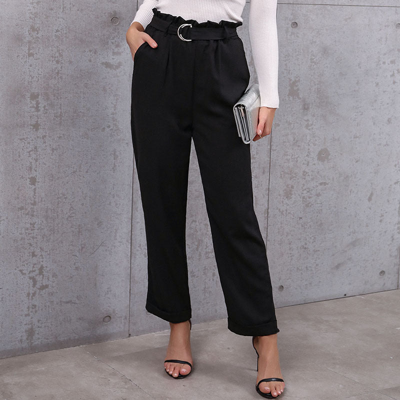 Women's Lace-up Flared Elastic Pants