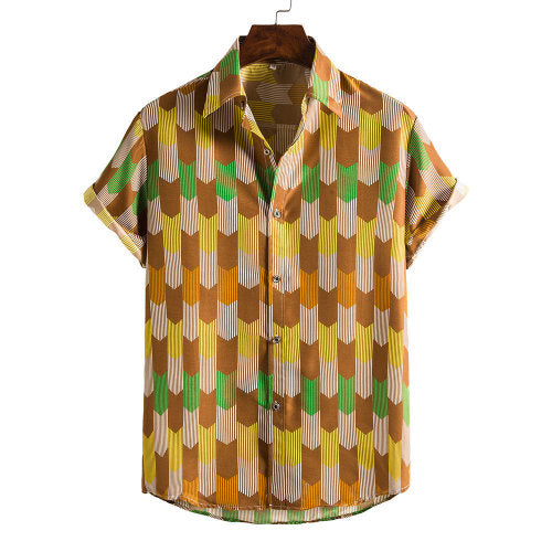 Spring And Summer Men's Beach Hawaii Short Sleeve Printed Shirt