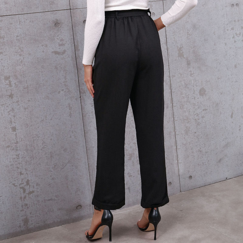 Women's Lace-up Flared Elastic Pants