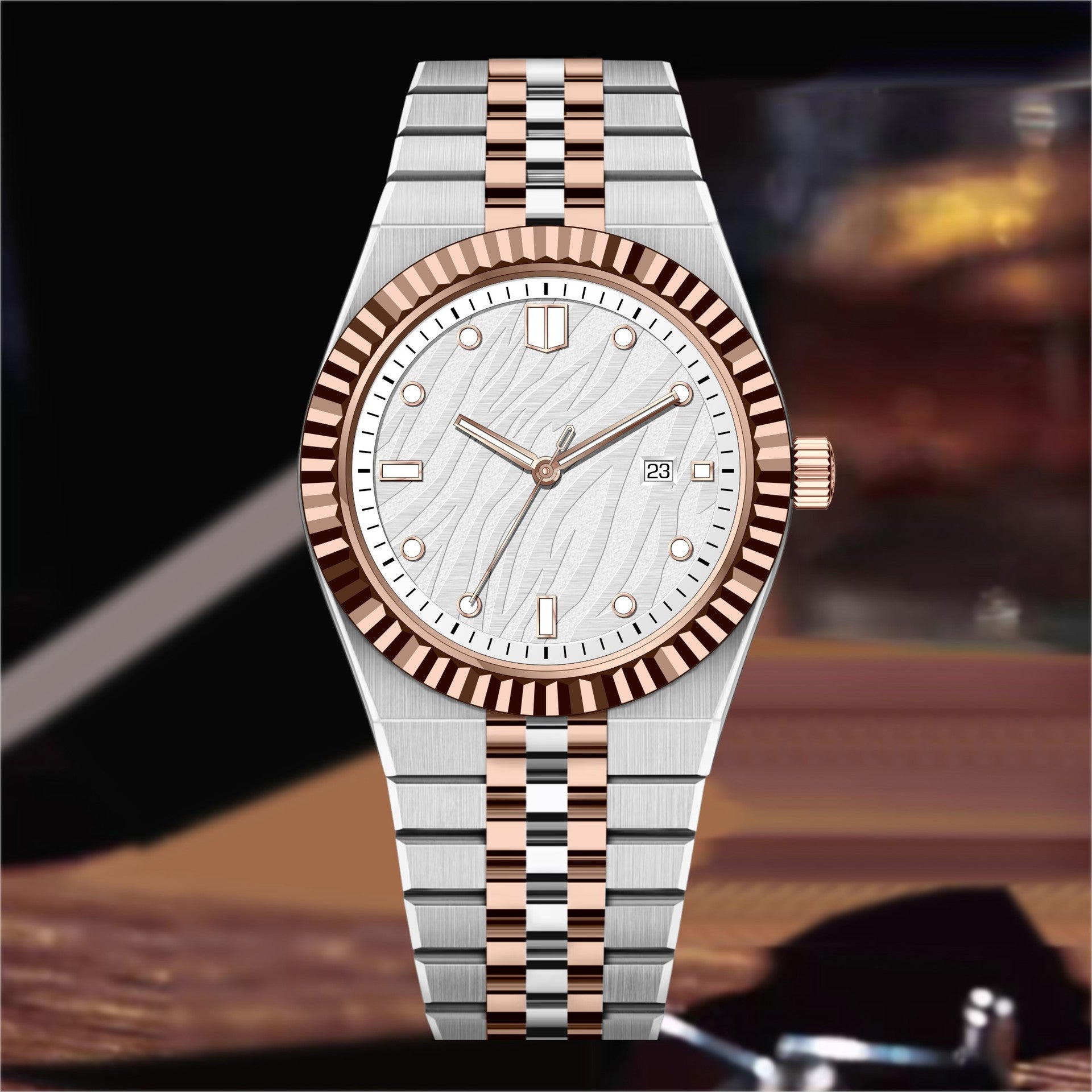 High-End Business Steel-Strap Mens Quartz Watch