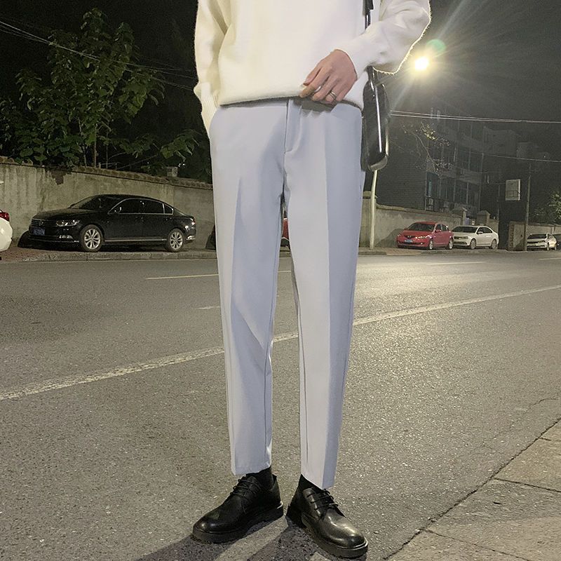 Straight-leg  Wide-leg Cropped Suit Pants