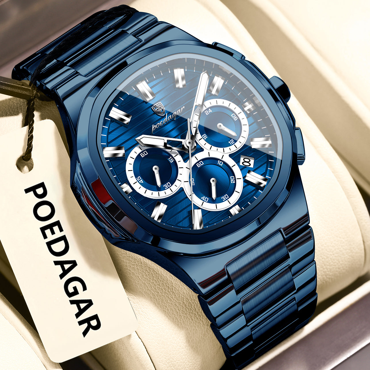 Mens Waterproof Multifunctional Luminous Watch