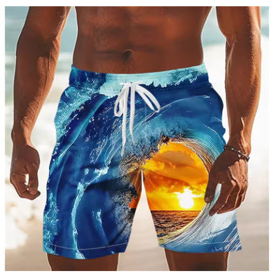 Mens Casual Ocean-print Swim Shorts