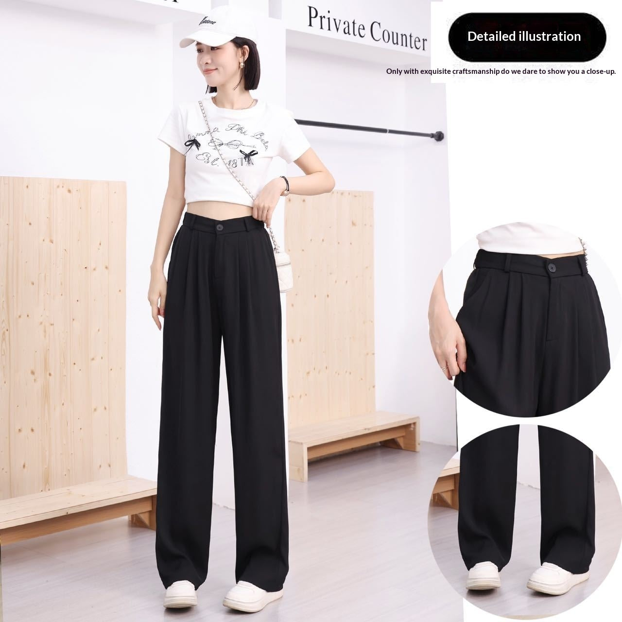 Women's Lightweight High-waisted Loose-fit Ice-silk Wide-leg Pants