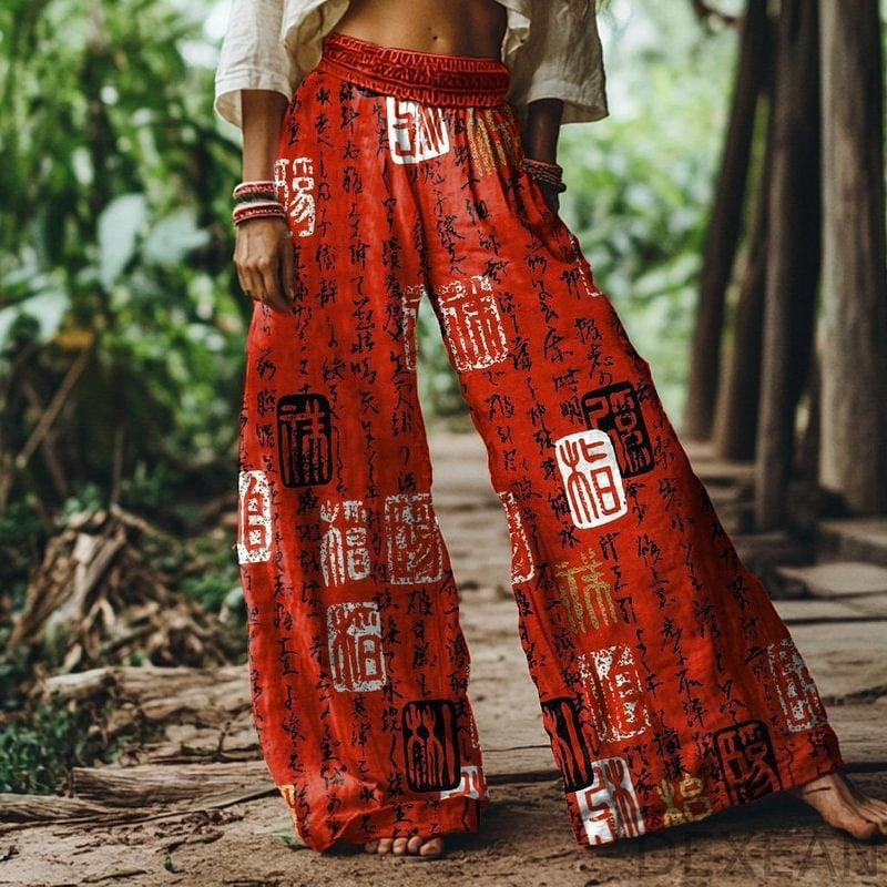 Midriff-baring Wide-leg Casual Pants