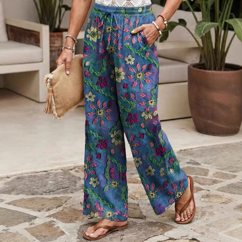 Best-Selling Loose Casual Fashionable Wide-Leg Pants With Digital Print