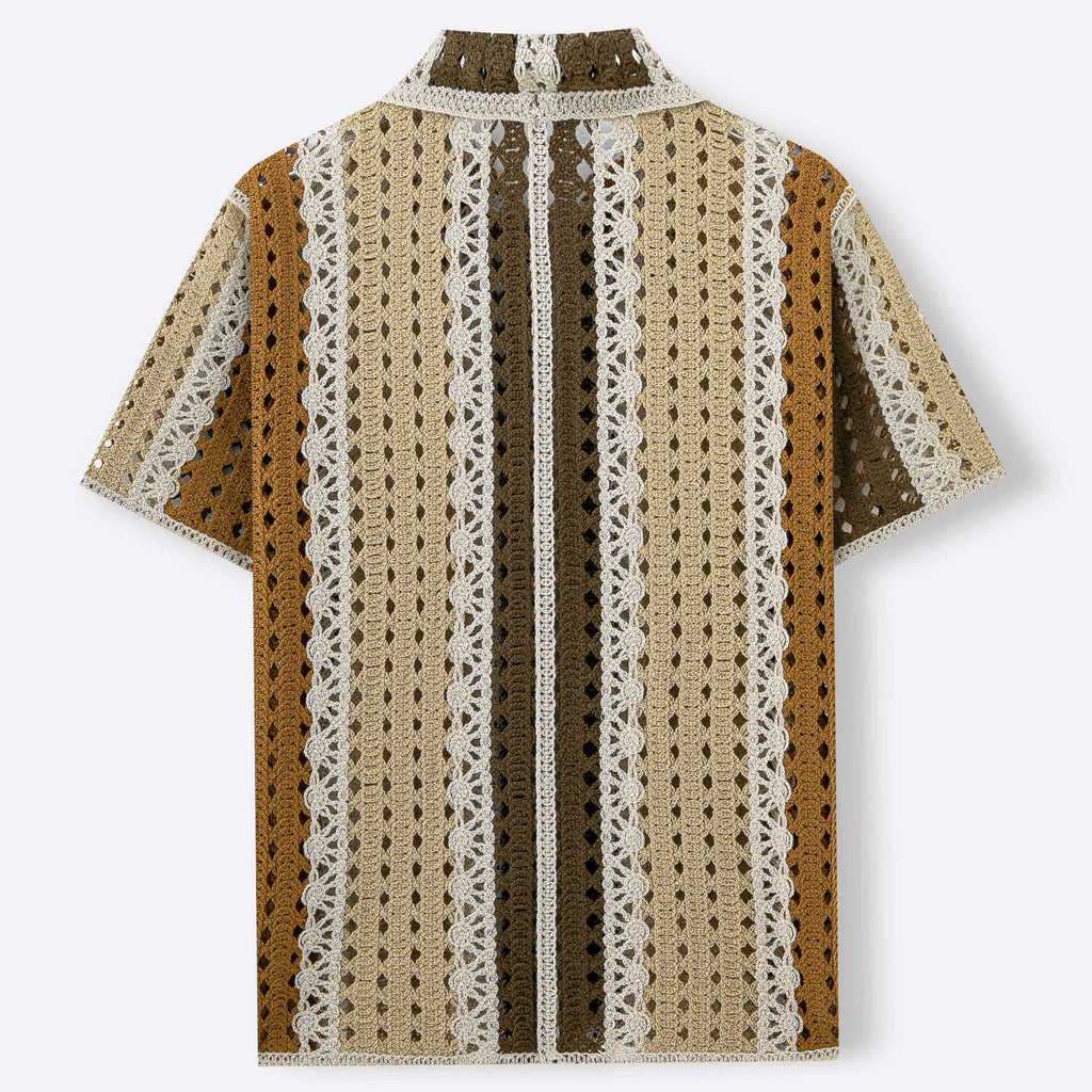 Mens Fashionable Water-Soluble Crochet Knit Sweater
