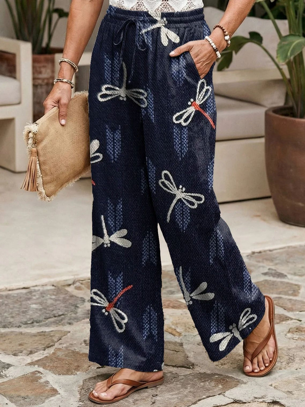 Best-Selling Loose Casual Fashionable Wide-Leg Pants With Digital Print