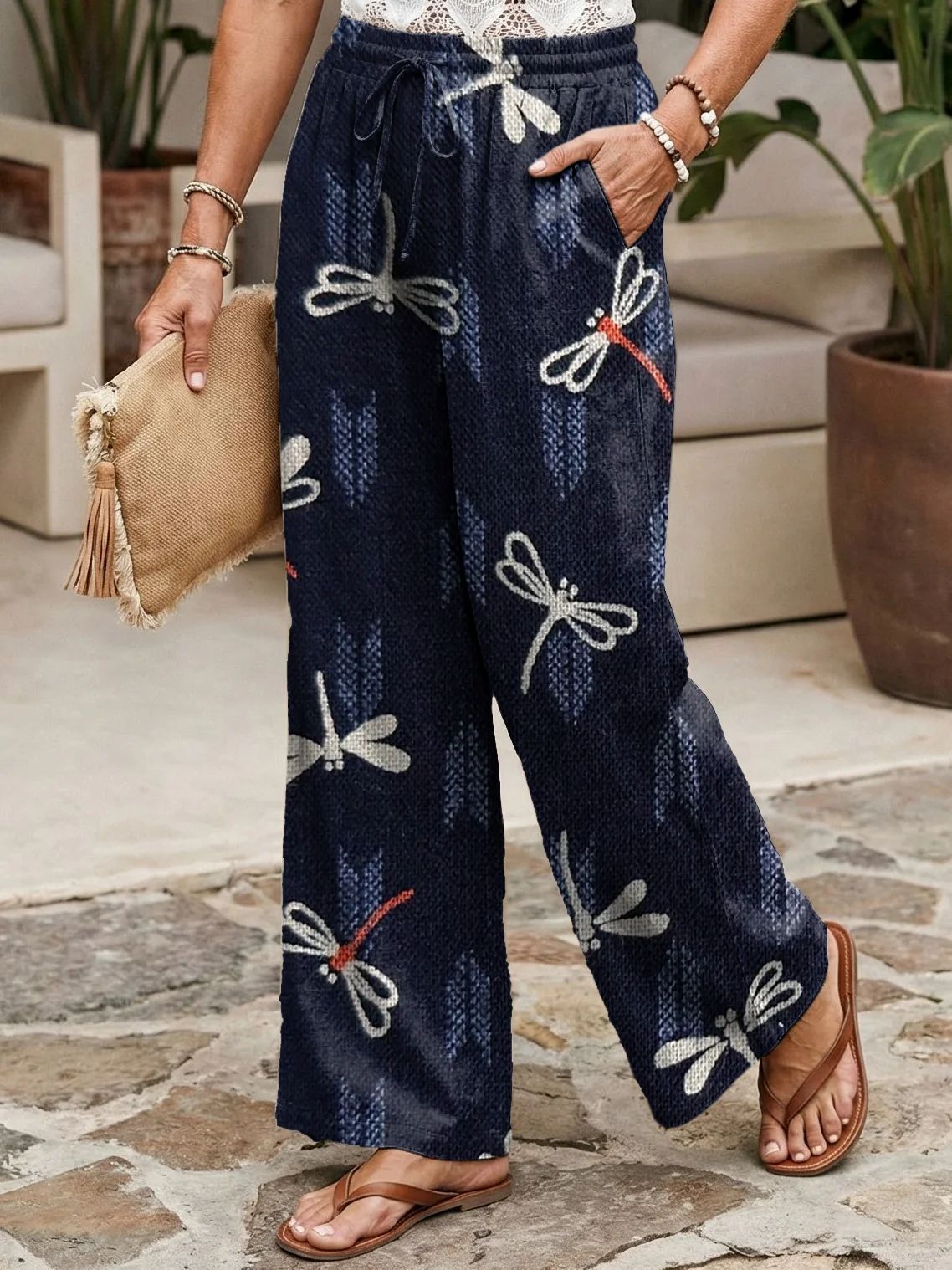Best-Selling Loose Casual Fashionable Wide-Leg Pants With Digital Print