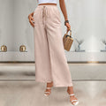 European And American-style Casual Elastic-waist Pants Womens High-waisted Straight-leg Trousers