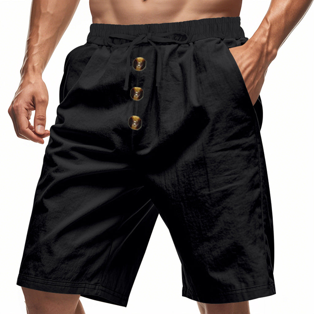 Linen Summer American-style Shorts Beach Casual Loose Straight Men