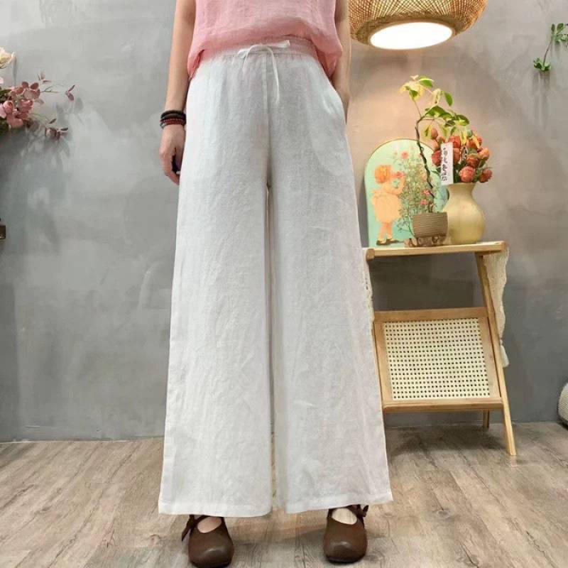 Women's Cotton-Linen High-Waist Loose Pants
