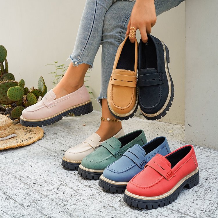 British-style Loafers Chunky-heel Women's Shoes