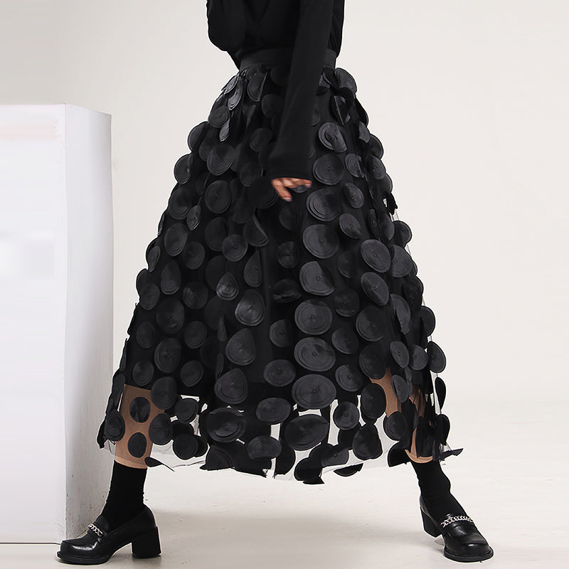 Retro A-line Skirt Large Hem Skirt Design Sense