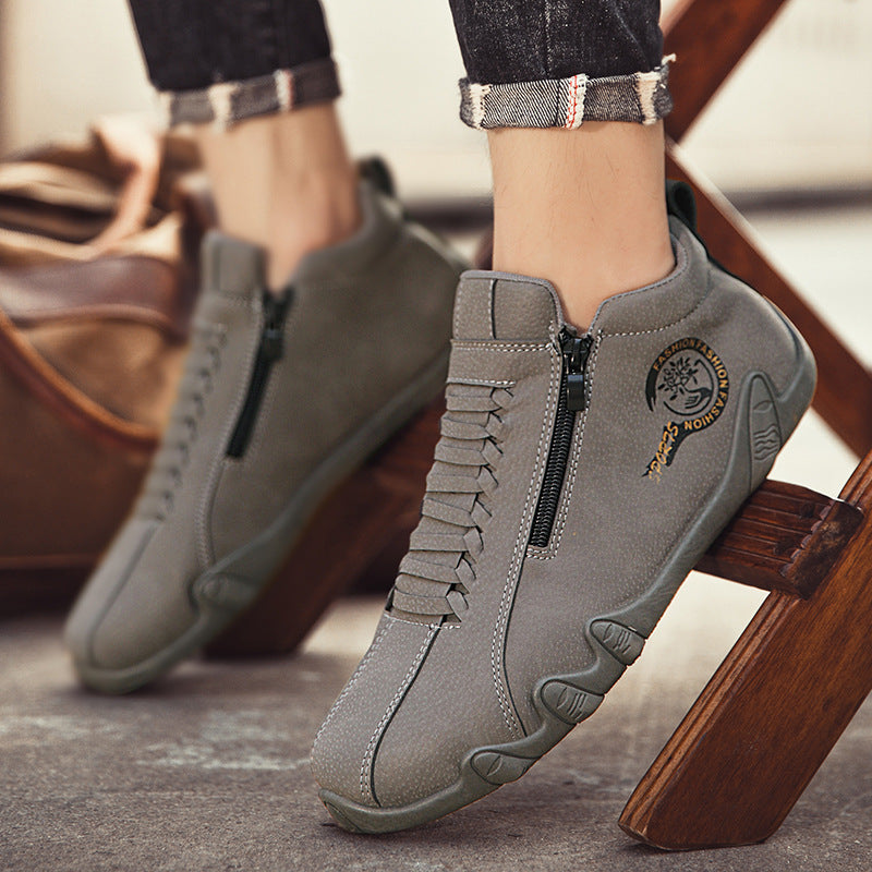 Plus-size Leather Waterproof Low-top And Mid-top Outdoor Sneakers