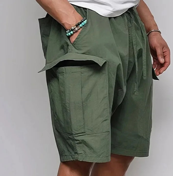 Casual Men's Loose Big Pocket Cargo Green Shorts