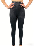 Mirror-effect Patent Leather Zip-fly Bottoming Leggings