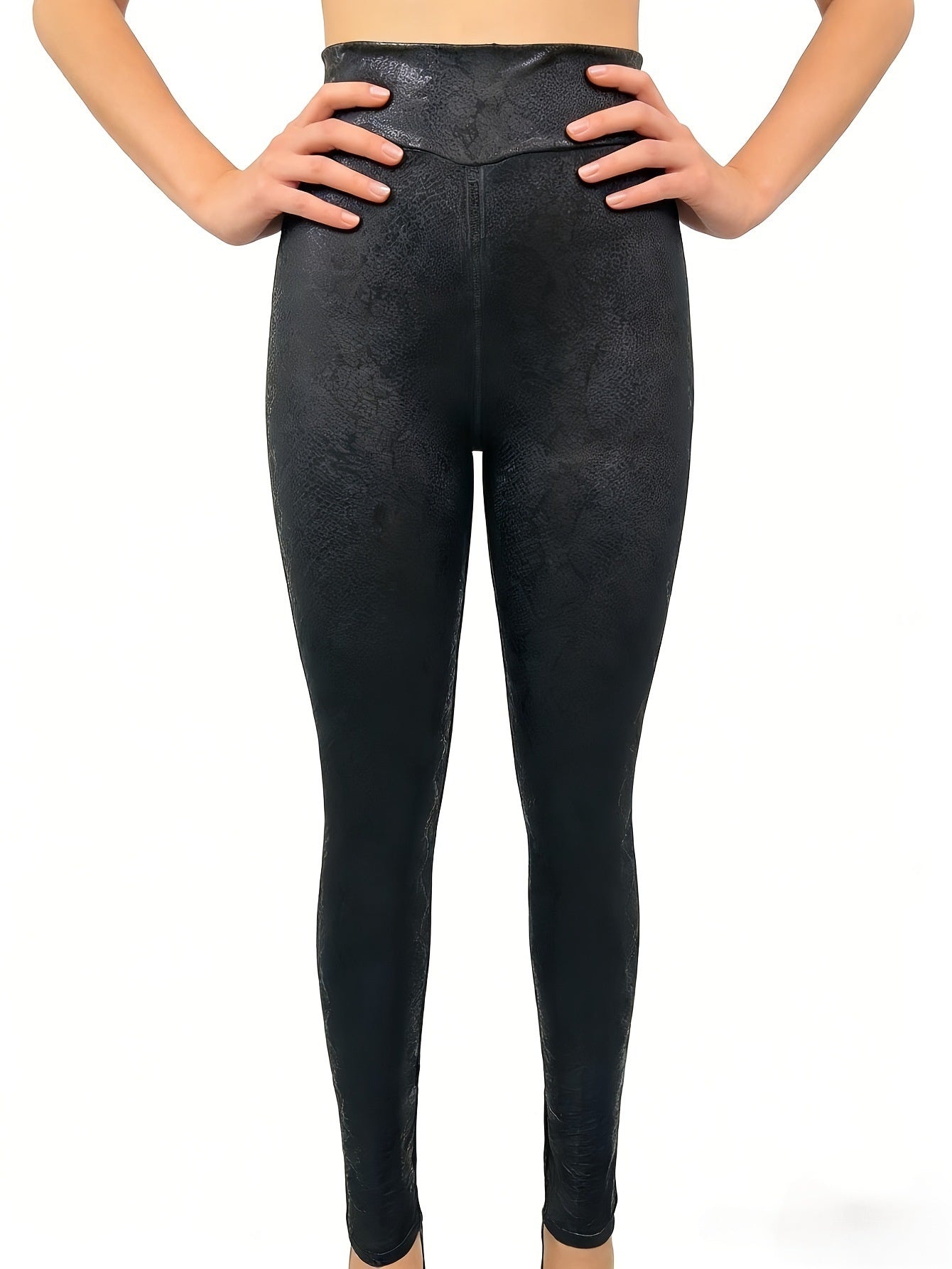 Mirror-effect Patent Leather Zip-fly Bottoming Leggings