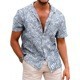 Mens 3D Digital print Short sleeve Lapel Shirt