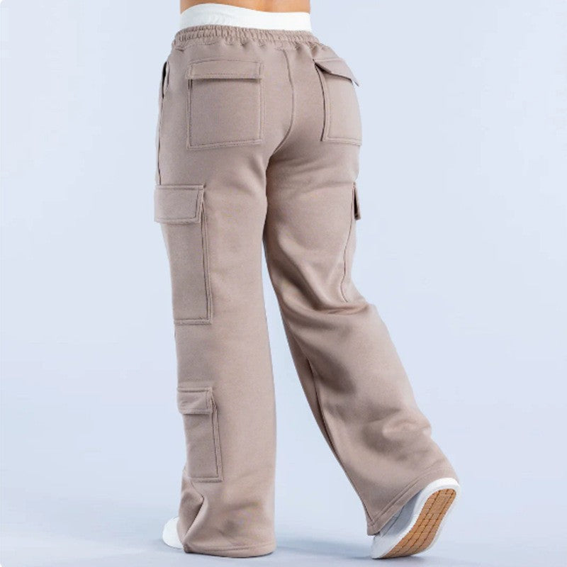 Fashionable Solid-Colored Casual All-Match Pants With Pockets