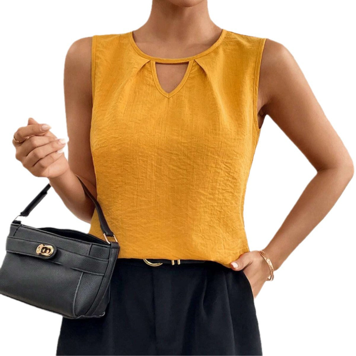 Women's Solid Color Sleeveless V-neck Creative Top