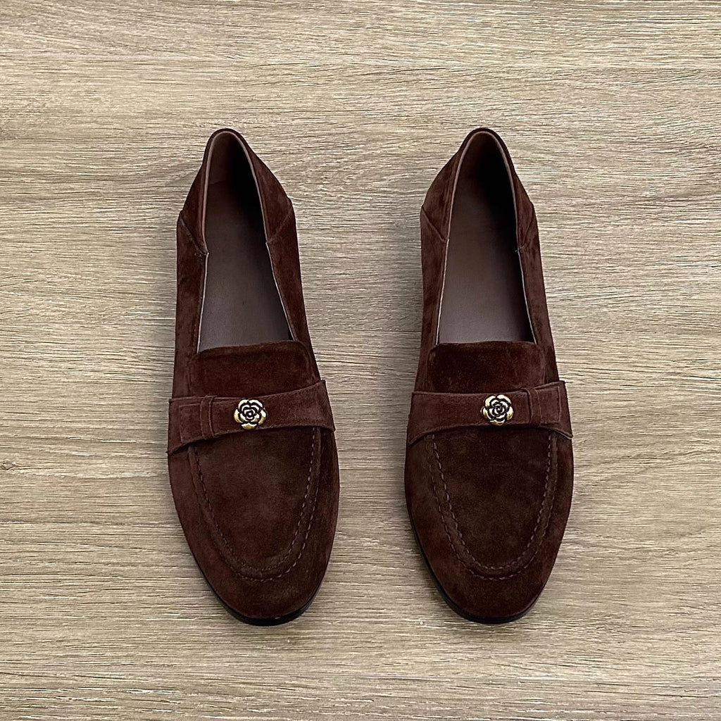 Retro French Camellia Loafers For Women